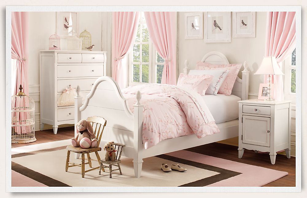 Kids Bedroom with Pink Curtains