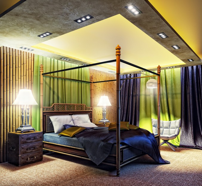Green and Yellow color Unique Bedroom Design