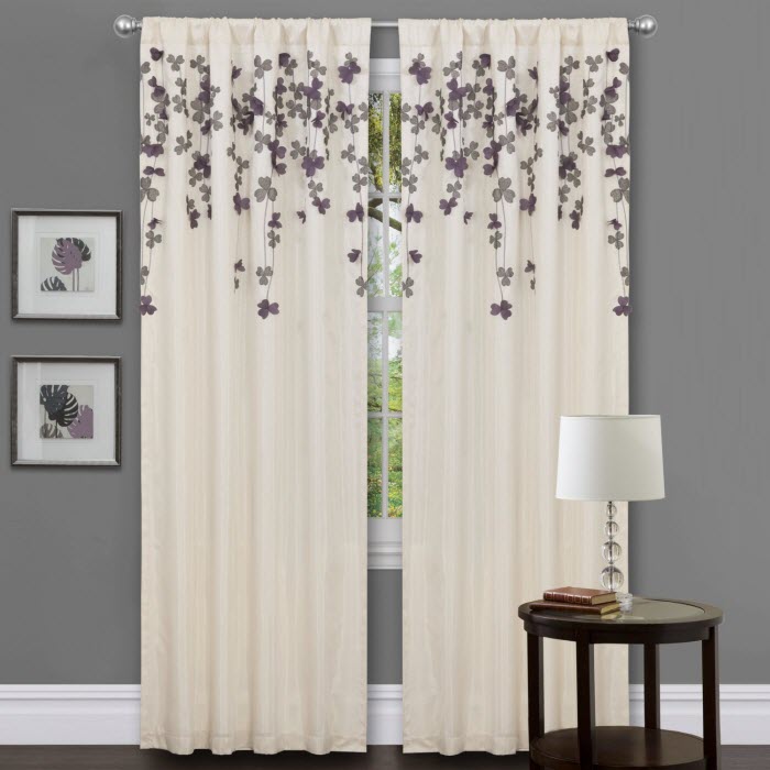 What Color Curtains Go With Purple Walls Gray Geometric Pattern Curtains