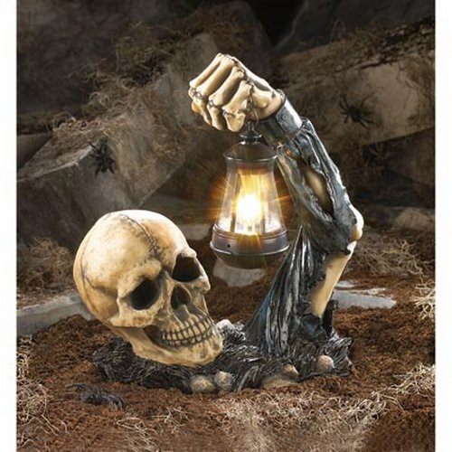 Skull with Lantern Halloween Garden Decoration 