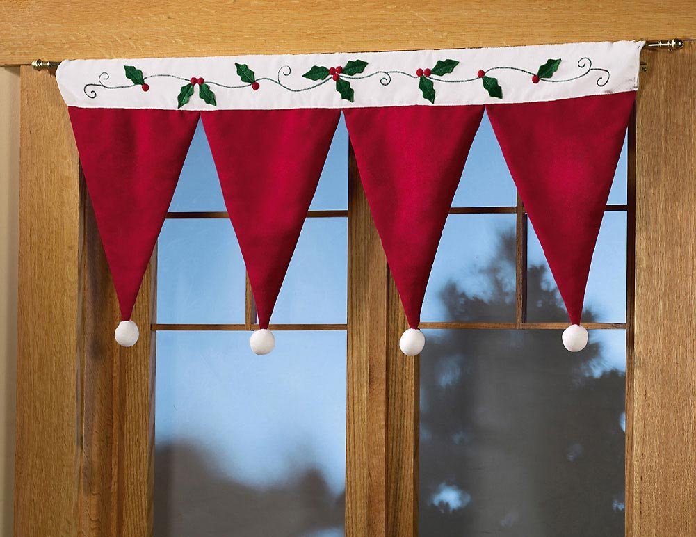 Santa Hat Window Valance Christmas Decoration