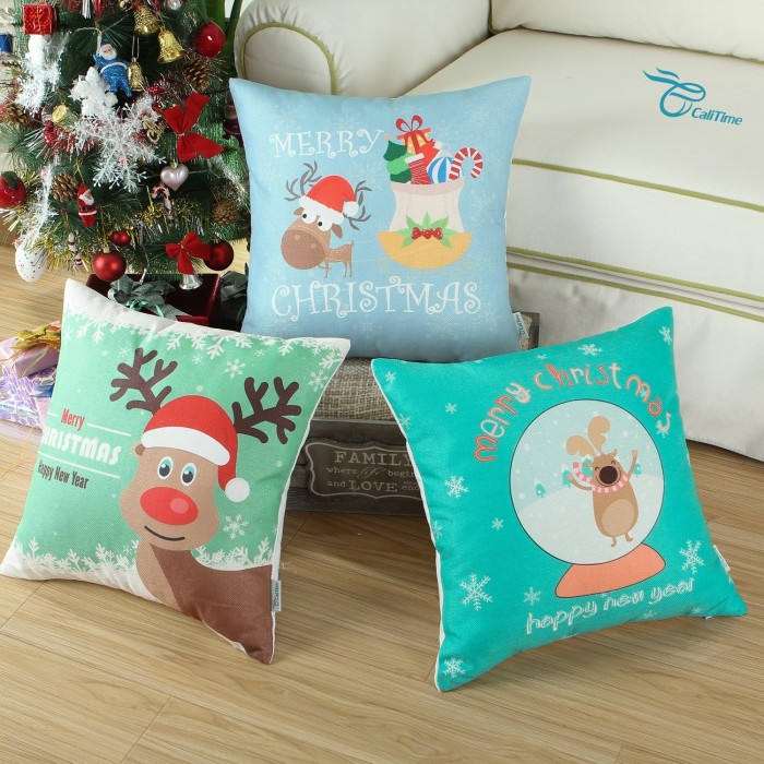 Christmas Cartoon Reindeer Pillow cover
