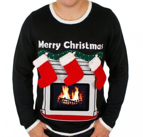 Lighted Fireplace Ugly Christmas Sweater