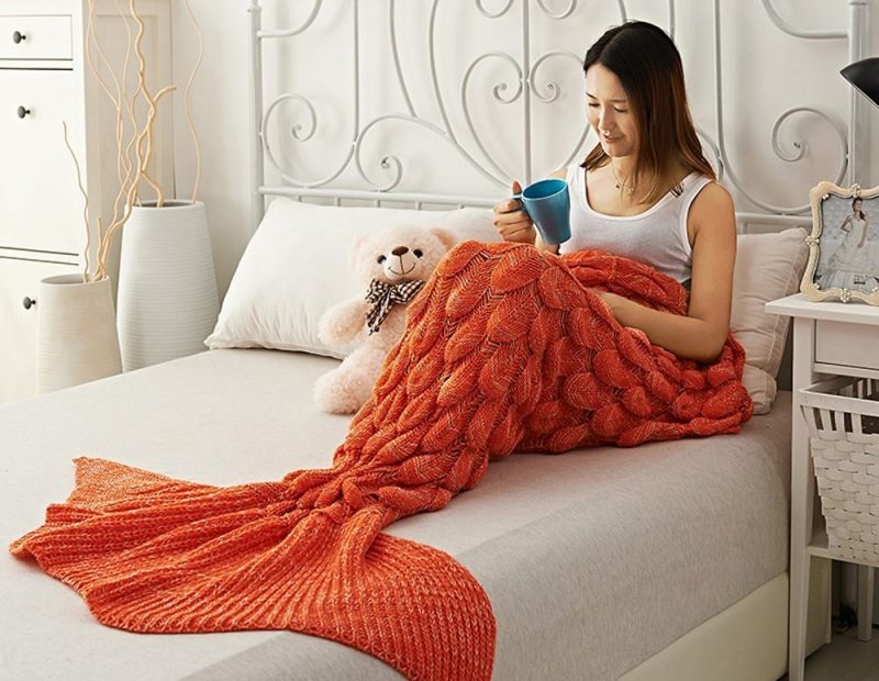 Orange Mermaid Blanket