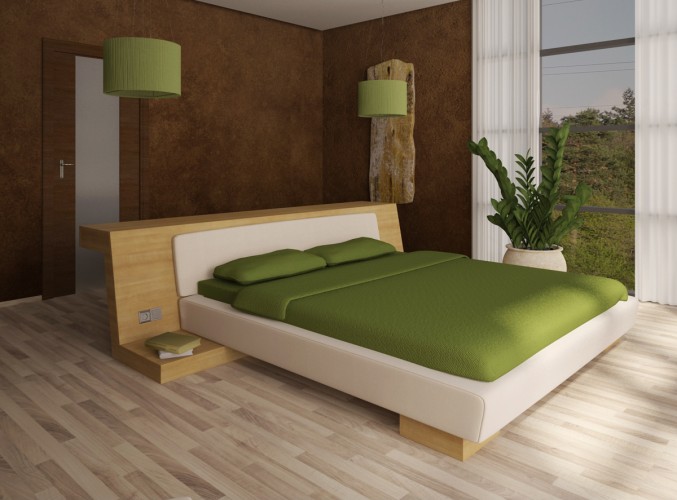 Green and White Bedroom Design