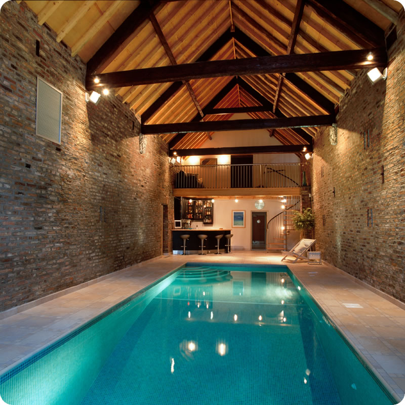 Swimming pool with a room area