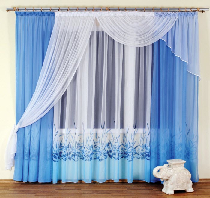 Blue and White curtain Design