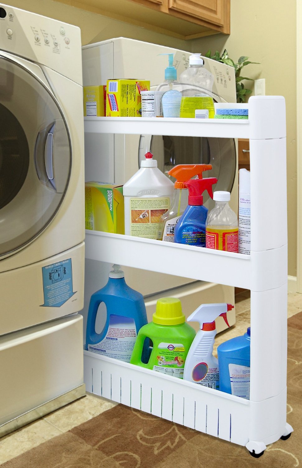 Slim Slide out Storage Tower for Laundry Rooms