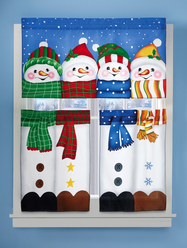 Winter Pals Snowman Christmas Curtain Set