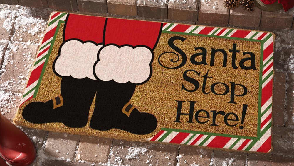 Santa Stop Here Christmas Doormat
