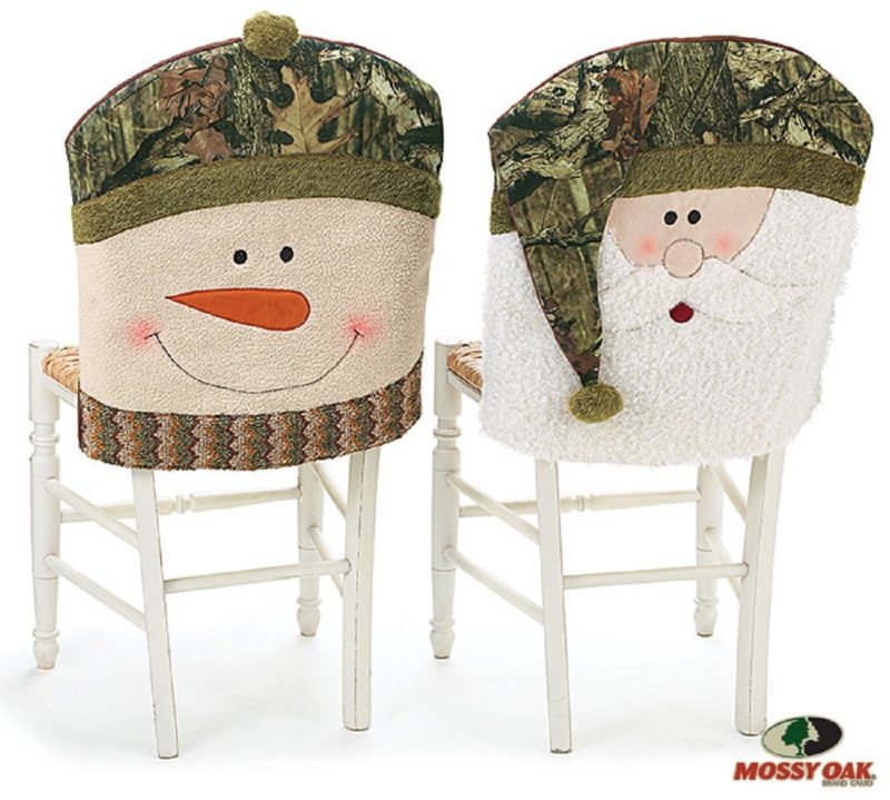 Mossy Oak Santa and Snowman Camouflage Christmas Chair Back Covers