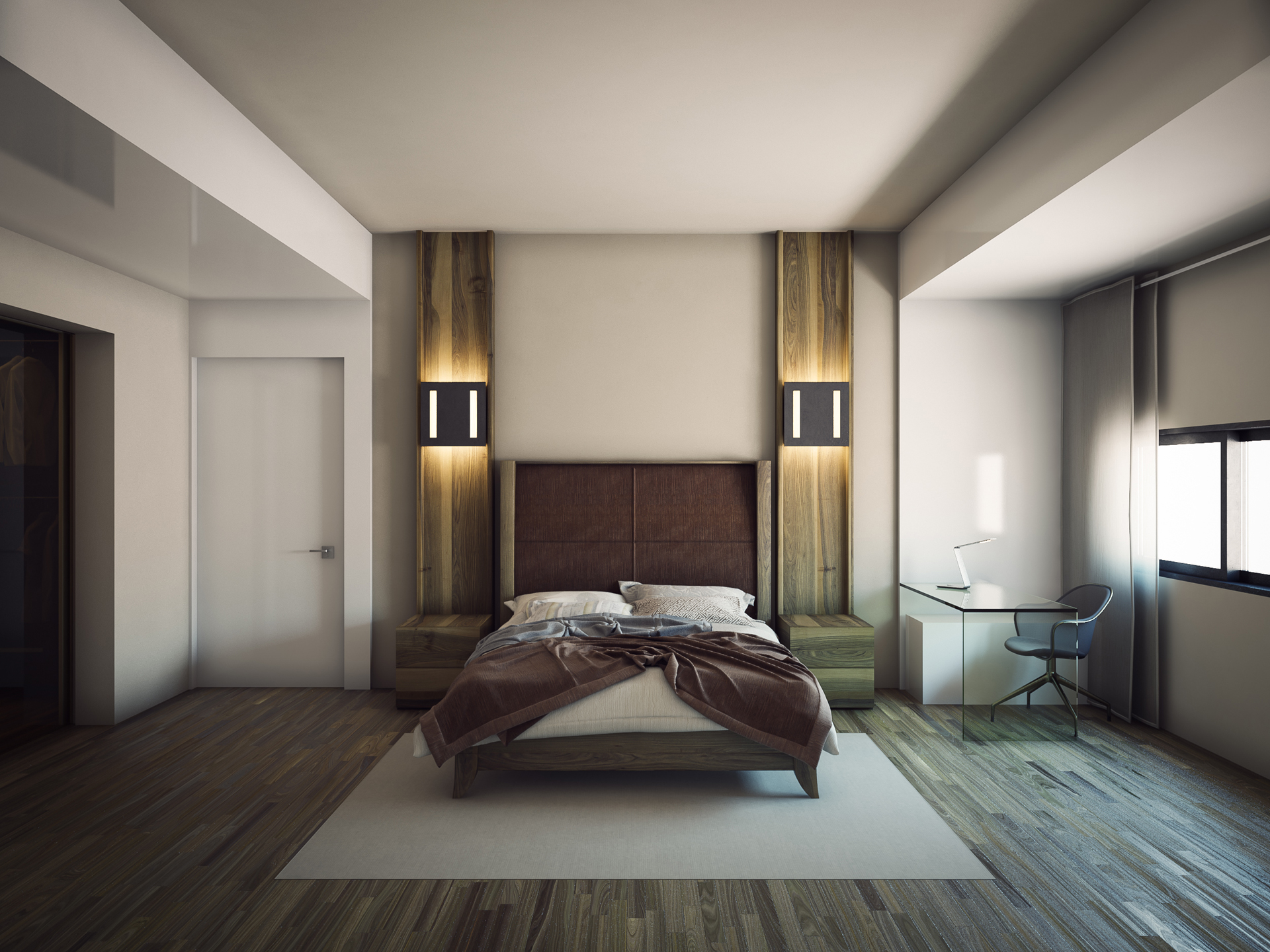 Bedroom with wood