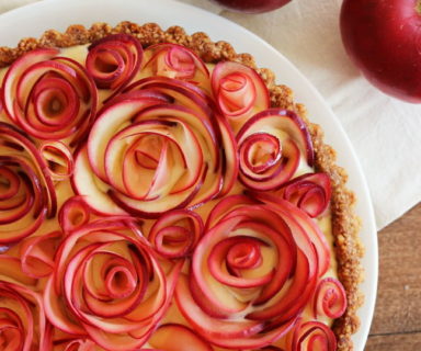 Maple Custard Tart with Apple Rose Decor