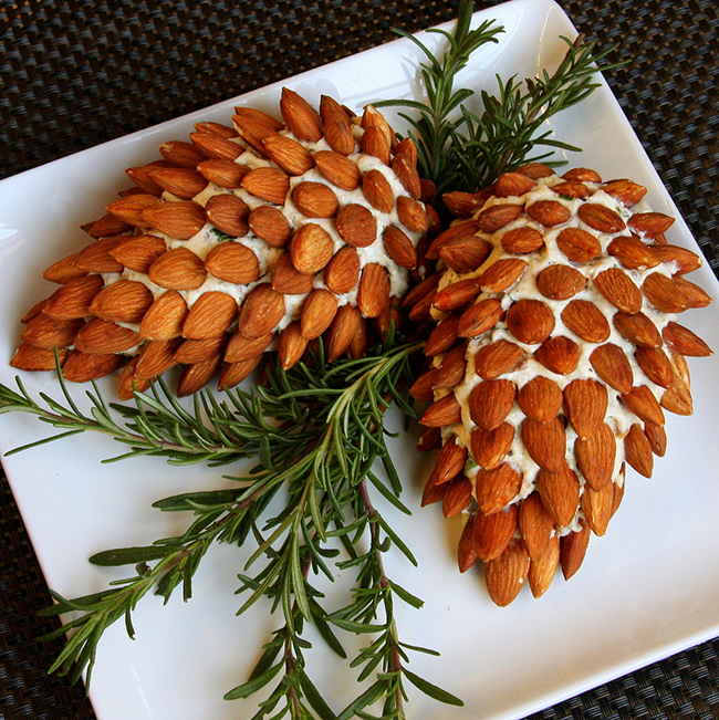 Pine Cone Cheese Ball with Almonds