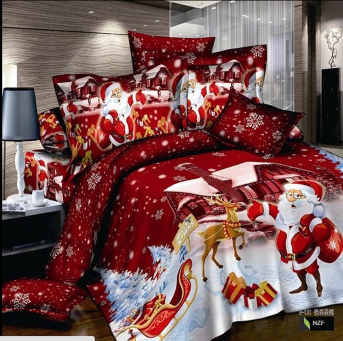 Red Father Santa Claus Bedding Set
