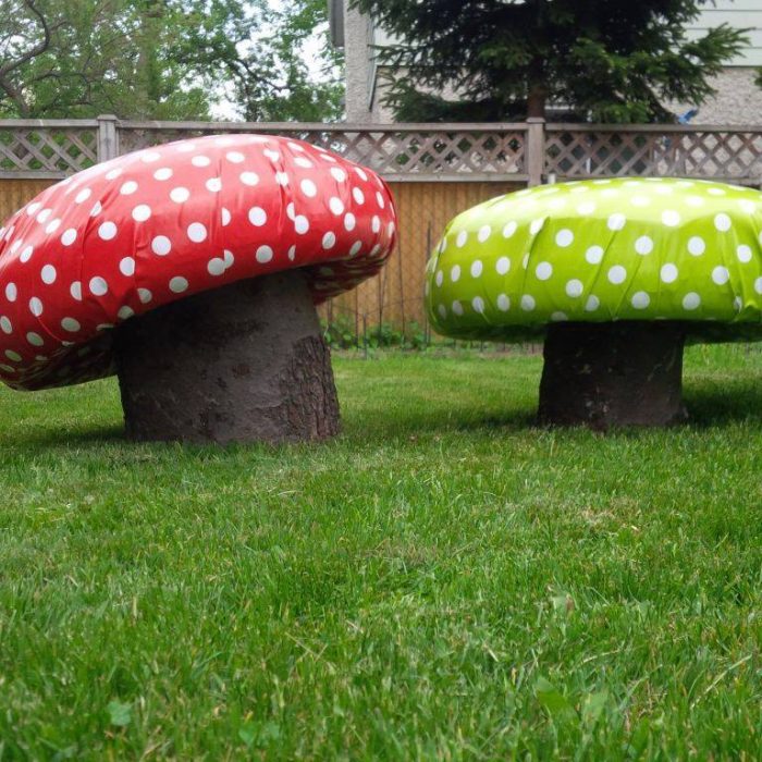 Fairy Theme Recycled Tyre Toadstools