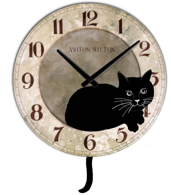 Cuddly Cat Clock with Pendulum