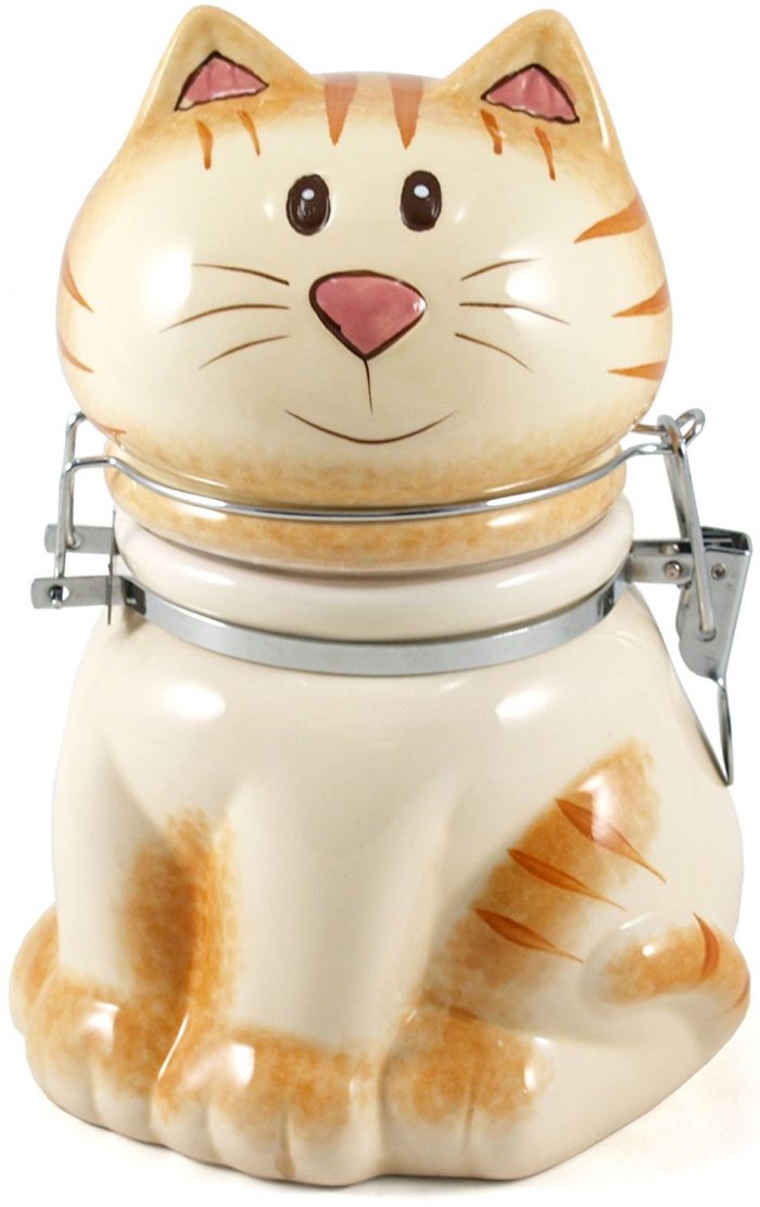 Pale Orange Cat Hinged Storage Jar