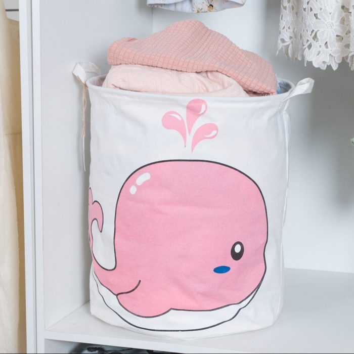 Cute Pink Whale Design Laundry Hamper