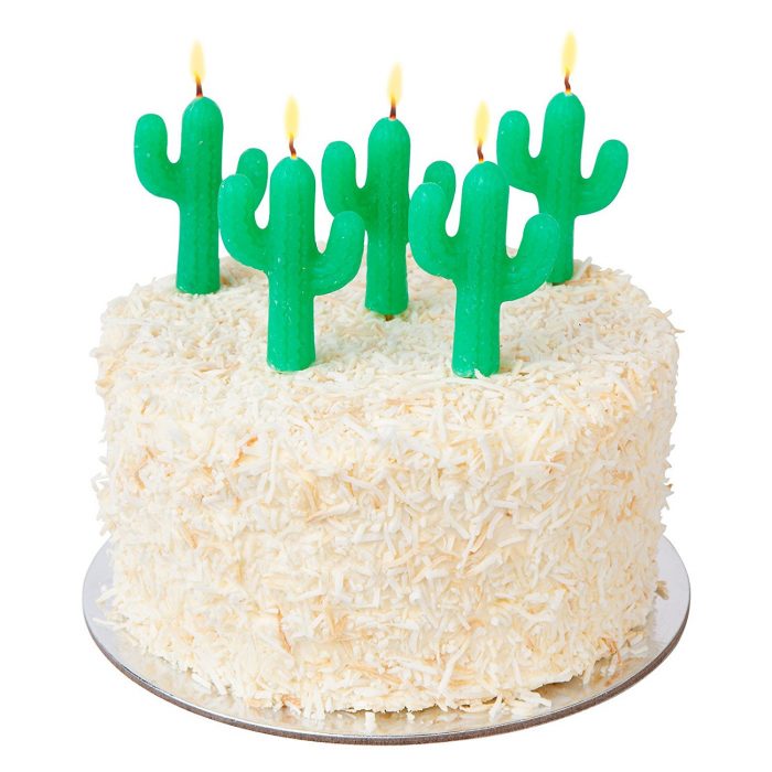 Green Cactus Themed Birthday Candles