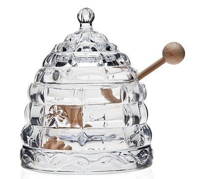 Fashionable Beehive Crystal Honey Pot