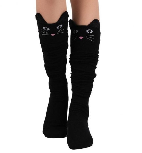 Black Cat Catoon Knee High Socks