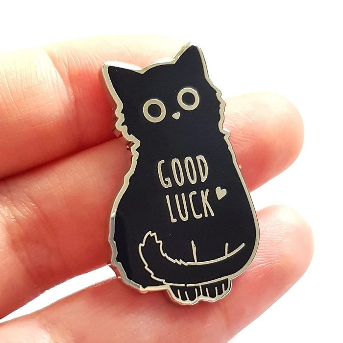 Cutest Black Cat Enamel Good Luck Pin