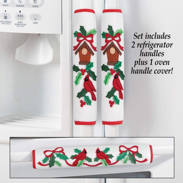 Cardinal with Birdhouse and Bows Appliance Handle Covers