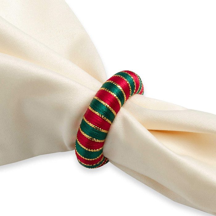 Red and Green Yarn Wrapped Napkin Ring